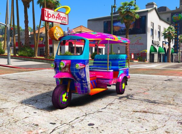 GTA 5 GTA 5 Mods Free Fire TukTuk 8 Bit Addon Vehicle Addon Ped inspired by %tags% | G5MODS