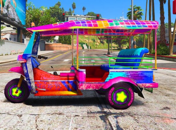 GTA 5 GTA 5 Mods Free Fire TukTuk 8 Bit Addon Vehicle Addon Ped inspired by %tags% | G5MODS