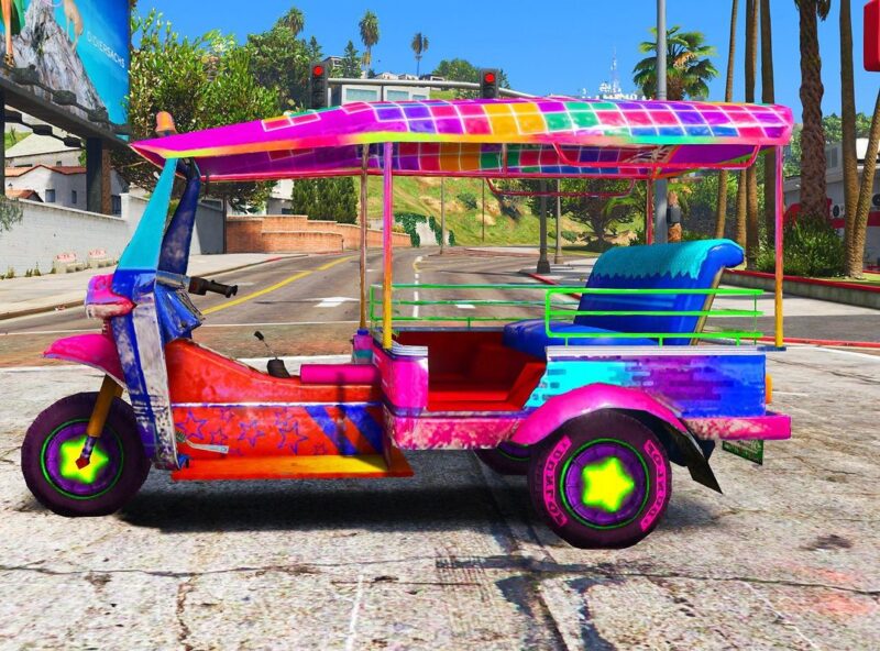 GTA 5 GTA 5 Mods Free Fire TukTuk 8 Bit Addon Vehicle Addon Ped inspired by %tags% | G5MODS