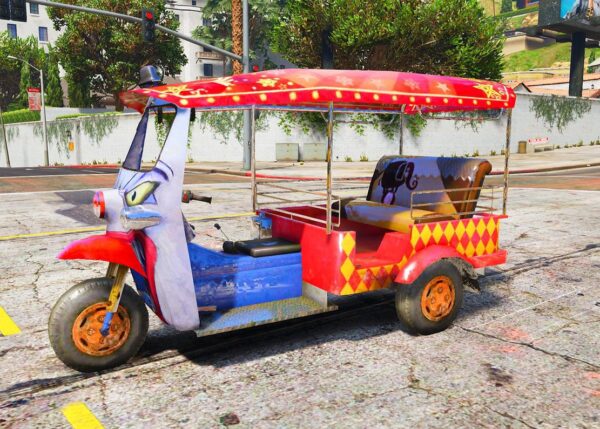 GTA 5 GTA 5 Mods Free Fire TukTuk Clown Addon Vehicle Addon Ped inspired by %tags% | G5MODS