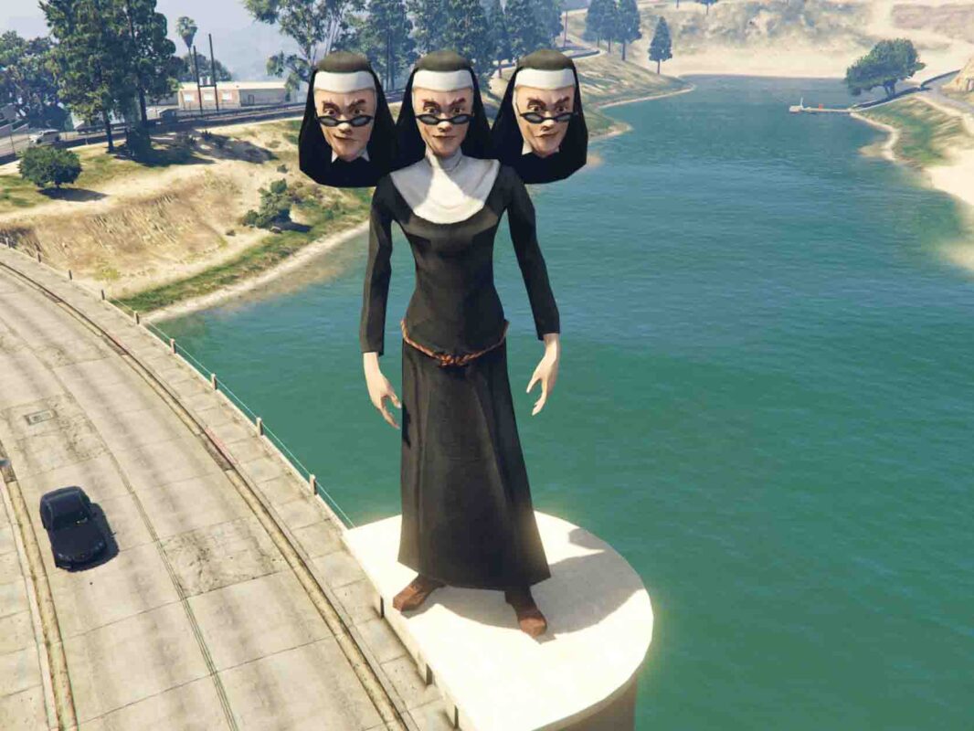 GTA 5 Mods Nun Giant 3 head Ped