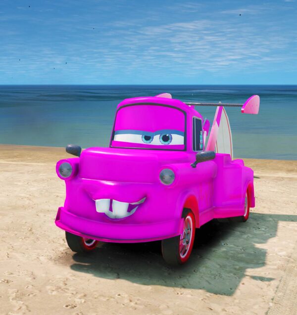 GTA 5 GTA 5 Mods Super Pink Tow Mater Addon Vehicle Addon Ped inspired by %tags% | G5MODS